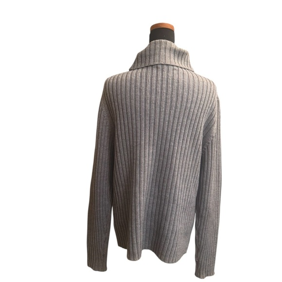 MERINO WOOL ITALMODE Women’s Gray Ribbed Long Sleeve V Neck Sweater Size XL EUC - Picture 4 of 14